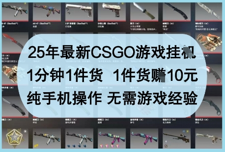25年最新CSGO游戏挂G，1分钟1件货，1件货挣10元，纯手机操作，无需游戏经验【揭秘】-温馨分享网