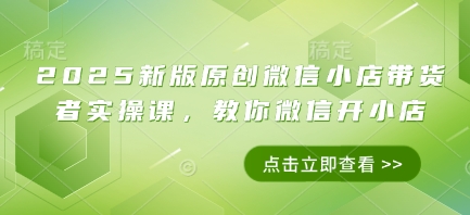 2025新版原创微信小店带货者实操课，教你微信开小店-温馨分享网