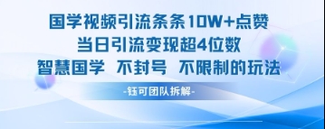 国学视频引流条条10W+点赞当日引流变现超4位数-温馨分享网