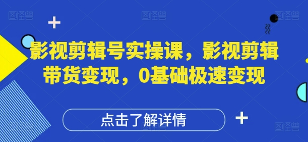 影视剪辑号实操课，影视剪辑带货变现，0基础极速变现-温馨分享网