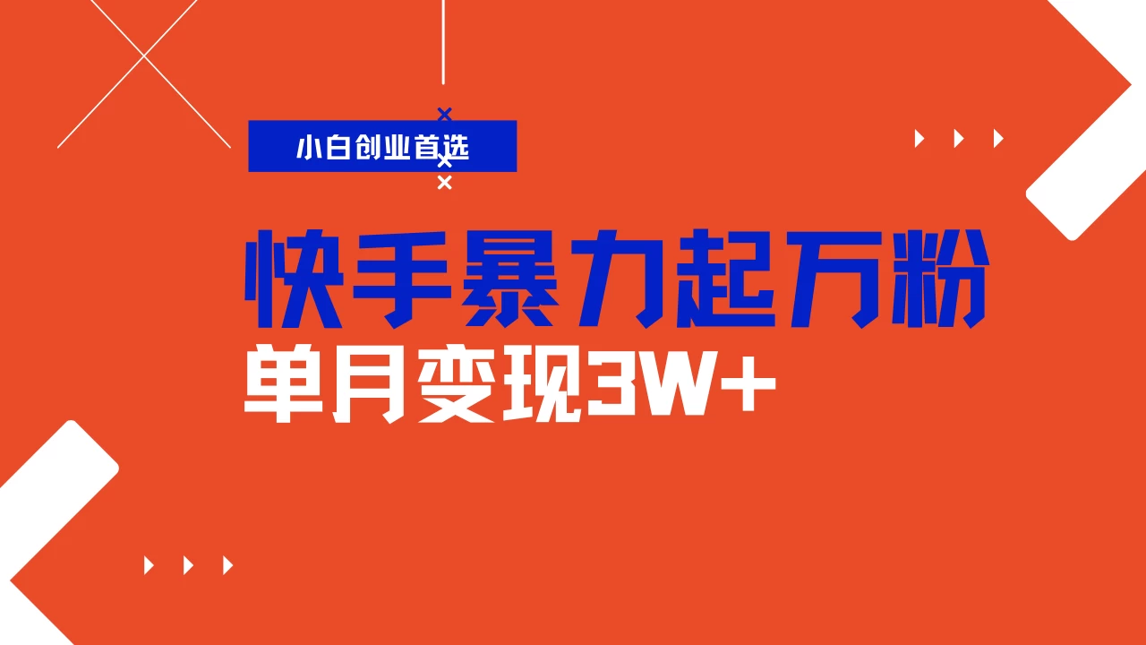 快手起万粉账号，3天一个万粉号，多种变现模式，操作简单无脑复制，小白也能月入过万-温馨分享网
