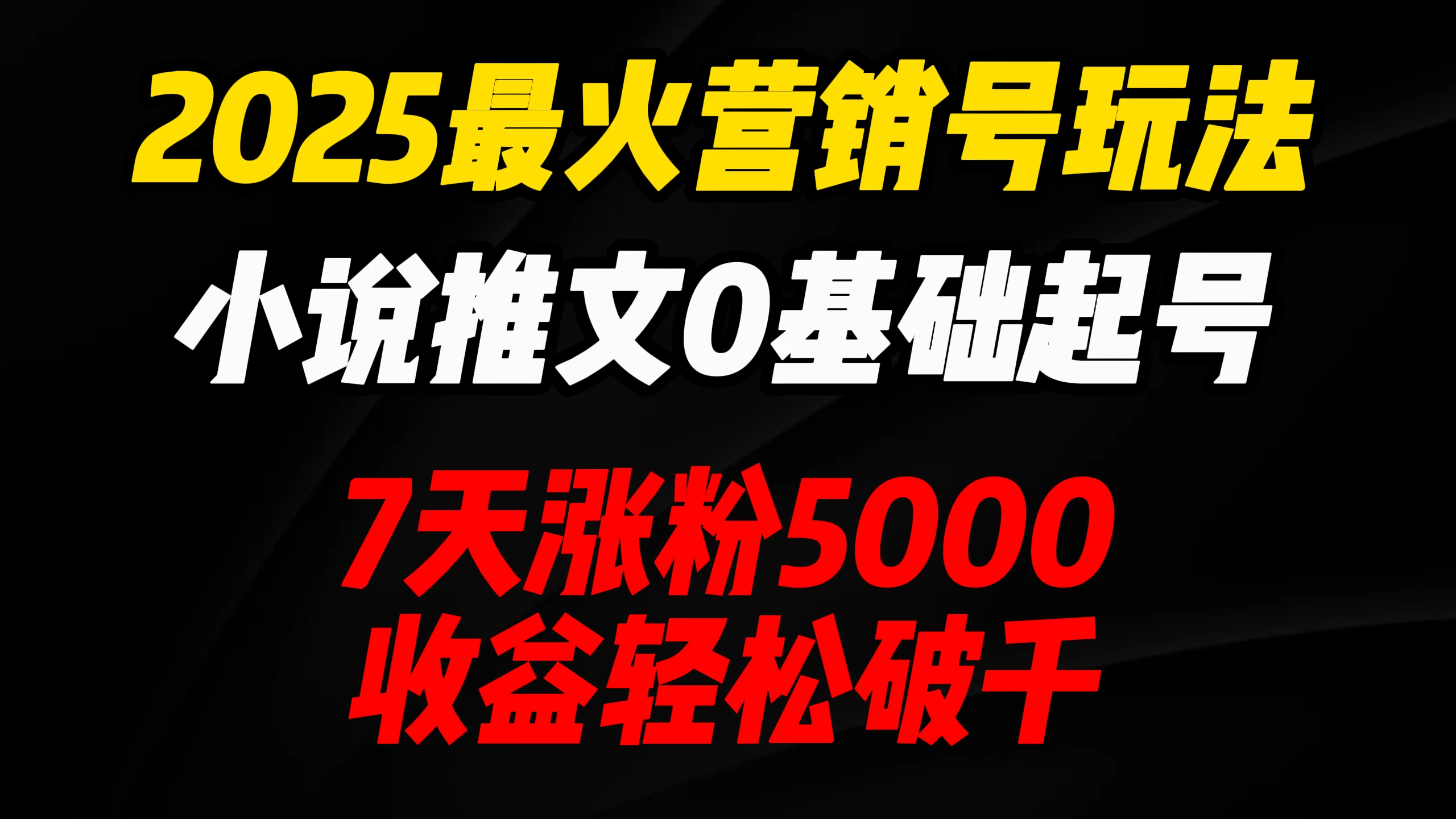 2025最火营销号玩法：小说推文0基础起号，7天涨粉5000，收益轻松破千！-温馨分享网